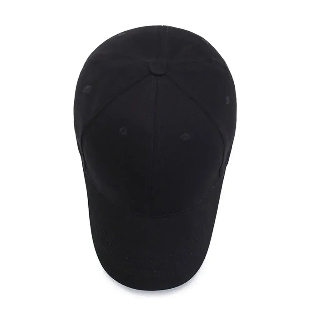 1PC Unisex Cotton Baseball Cap - Adjustable Black Sports Hat for Casual & Summer Outdoor Activities