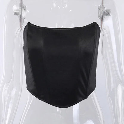 Ärmelloses schulterfreies modisches sexy Korsett Crop Top Weste Damenunterwäsche rückenfreies Bustier Top Solid