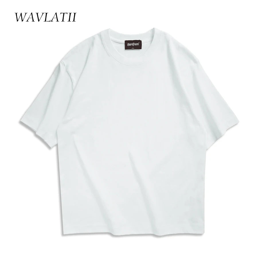 WAVLATII Übergroße Sommer-T-Shirts für Frauen und Männer, braun, lässig, weiblich, koreanische Streetwear-Tees, Unisex, Basic, einfarbig, junge, coole Oberteile