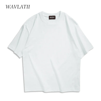WAVLATII Übergroße Sommer-T-Shirts für Frauen und Männer, braun, lässig, weiblich, koreanische Streetwear-Tees, Unisex, Basic, einfarbig, junge, coole Oberteile