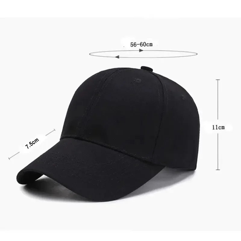 1PC Unisex Cotton Baseball Cap - Adjustable Black Sports Hat for Casual & Summer Outdoor Activities