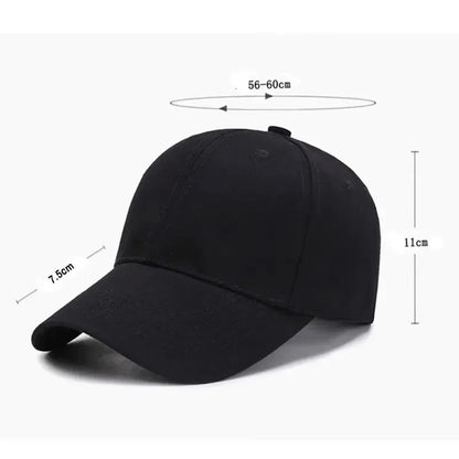 1PC Unisex Cotton Baseball Cap - Adjustable Black Sports Hat for Casual & Summer Outdoor Activities
