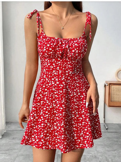Neue Damen Sommer Blumen Spaghettiträger Sexy Kleider, Minikleid, Strandkleid, Damenbekleidung, Kurze Kleider, Kleidung, Sonnenkleid