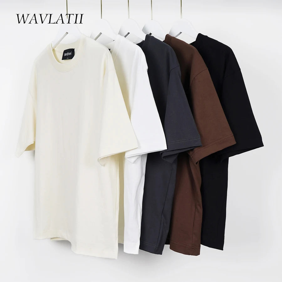 WAVLATII Übergroße Sommer-T-Shirts für Frauen und Männer, braun, lässig, weiblich, koreanische Streetwear-Tees, Unisex, Basic, einfarbig, junge, coole Oberteile