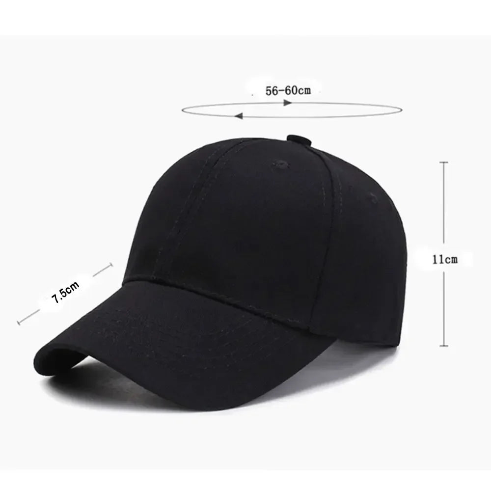 1PC Unisex Cotton Baseball Cap - Adjustable Black Sports Hat for Casual & Summer Outdoor Activities