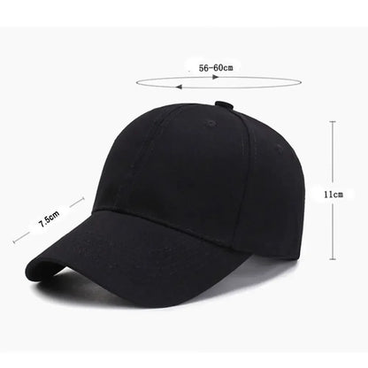 1PC Unisex Cotton Baseball Cap - Adjustable Black Sports Hat for Casual & Summer Outdoor Activities