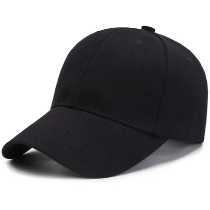 1PC Unisex Cotton Baseball Cap - Adjustable Black Sports Hat for Casual & Summer Outdoor Activities