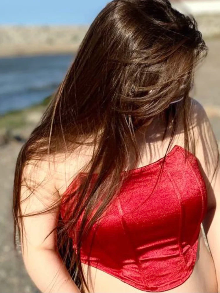 Ärmelloses schulterfreies modisches sexy Korsett Crop Top Weste Damenunterwäsche rückenfreies Bustier Top Solid