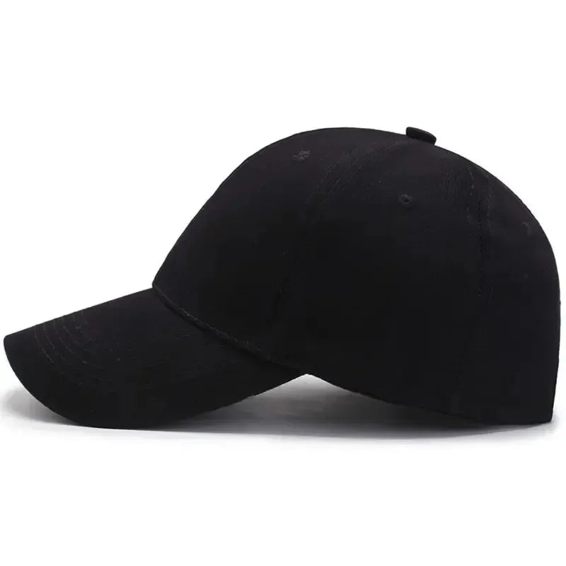 1PC Unisex Cotton Baseball Cap - Adjustable Black Sports Hat for Casual & Summer Outdoor Activities