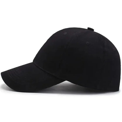1PC Unisex Cotton Baseball Cap - Adjustable Black Sports Hat for Casual & Summer Outdoor Activities