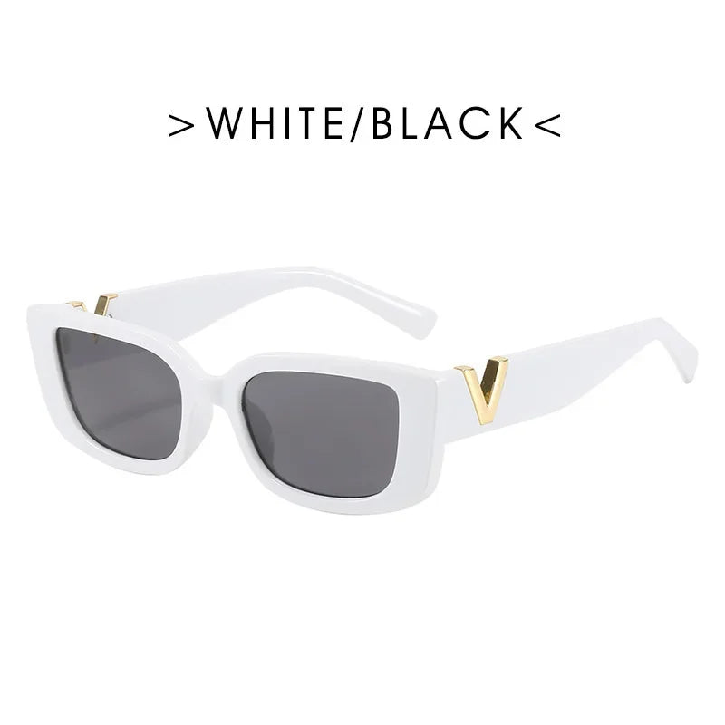 2025 Retro Rectangle Sunglasses for Women Luxury Vintage UV400 Protection V Suns Glasses Ladies Classic Black Square