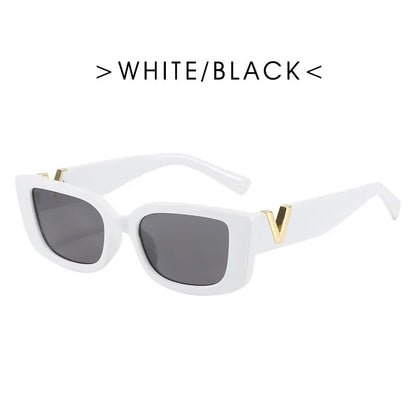 2025 Retro Rectangle Sunglasses for Women Luxury Vintage UV400 Protection V Suns Glasses Ladies Classic Black Square