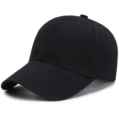1PC Unisex Cotton Baseball Cap - Adjustable Black Sports Hat for Casual & Summer Outdoor Activities