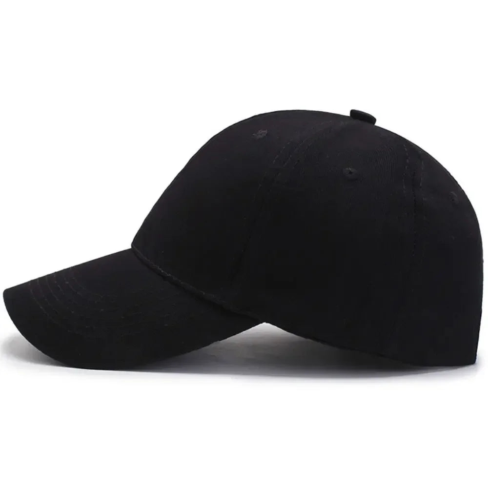 1PC Unisex Cotton Baseball Cap - Adjustable Black Sports Hat for Casual & Summer Outdoor Activities