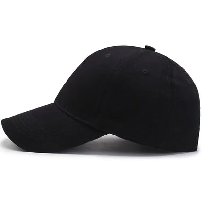 1PC Unisex Cotton Baseball Cap - Adjustable Black Sports Hat for Casual & Summer Outdoor Activities