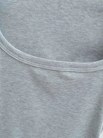Damen Slim Fit Crop Top mit eckigem Ausschnitt, hochelastisch, Kurzarm-Pullover, sexy Sommer-Bluse, T-Shirt zum Unterziehen
