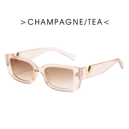 2025 Retro Rectangle Sunglasses for Women Luxury Vintage UV400 Protection V Suns Glasses Ladies Classic Black Square