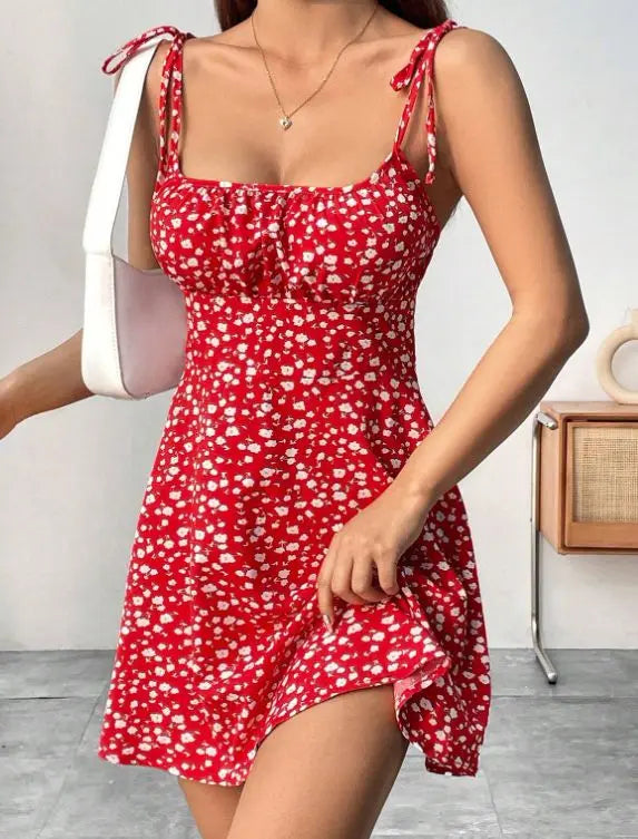Neue Damen Sommer Blumen Spaghettiträger Sexy Kleider, Minikleid, Strandkleid, Damenbekleidung, Kurze Kleider, Kleidung, Sonnenkleid