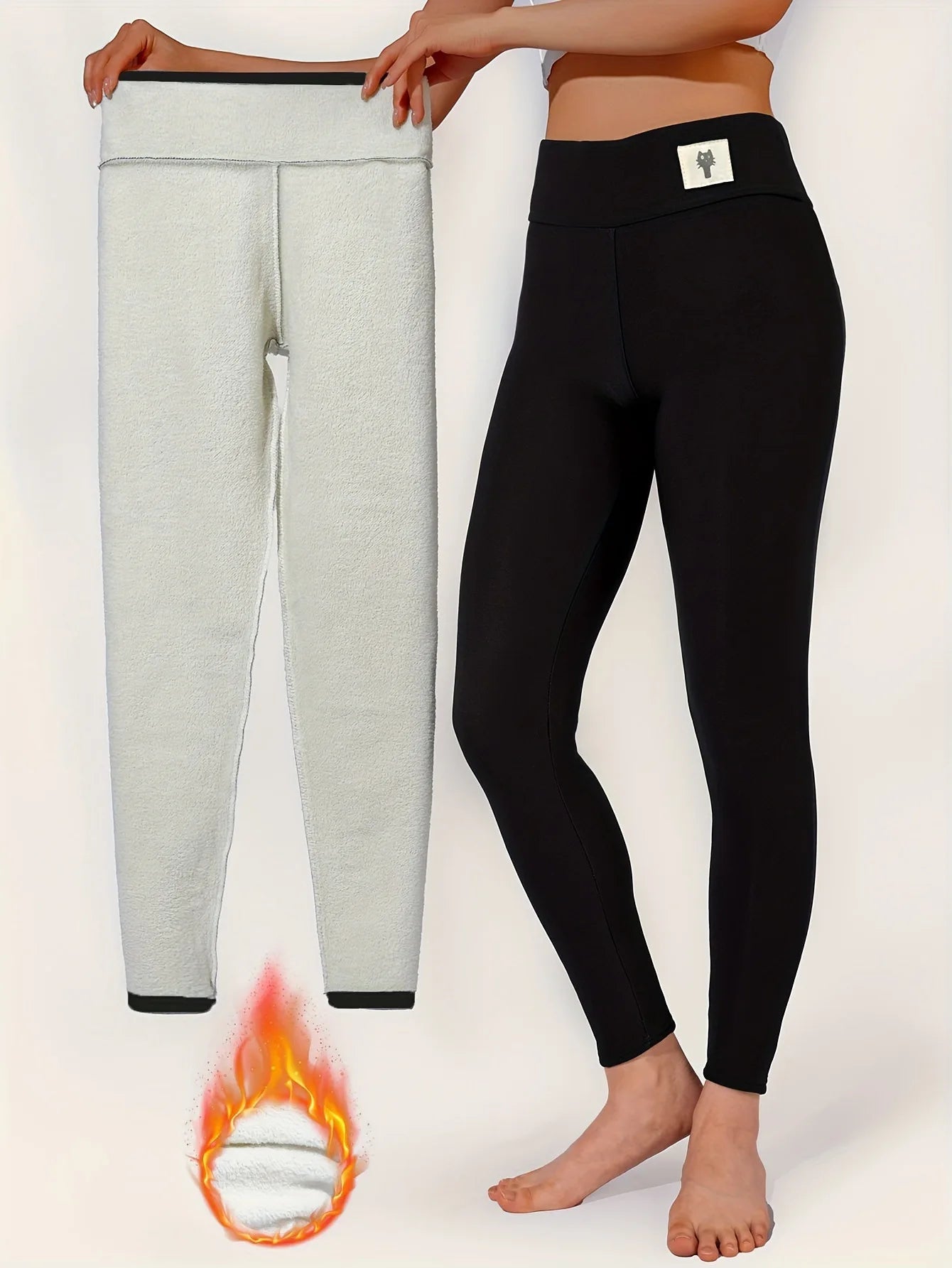 Winter dicke warme Leggings für Damen Lammkaschmir-Jogginghosen Hohe Taille Fleece Elastische Strumpfhose Warme Strumpfhose Hose Schlanke Samt-Leggings
