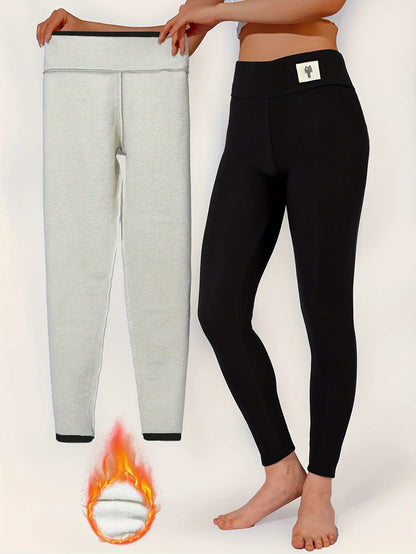 Winter dicke warme Leggings für Damen Lammkaschmir-Jogginghosen Hohe Taille Fleece Elastische Strumpfhose Warme Strumpfhose Hose Schlanke Samt-Leggings
