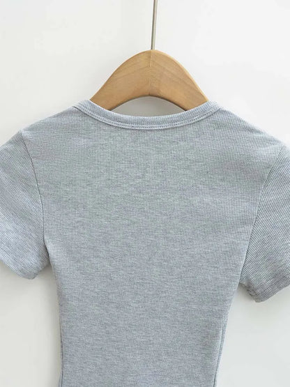 Damen Slim Fit Crop Top mit eckigem Ausschnitt, hochelastisch, Kurzarm-Pullover, sexy Sommer-Bluse, T-Shirt zum Unterziehen