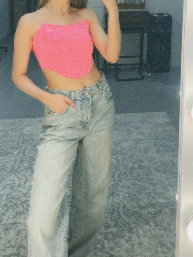 Ärmelloses schulterfreies modisches sexy Korsett Crop Top Weste Damenunterwäsche rückenfreies Bustier Top Solid