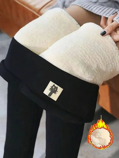 Winter dicke warme Leggings für Damen Lammkaschmir-Jogginghosen Hohe Taille Fleece Elastische Strumpfhose Warme Strumpfhose Hose Schlanke Samt-Leggings