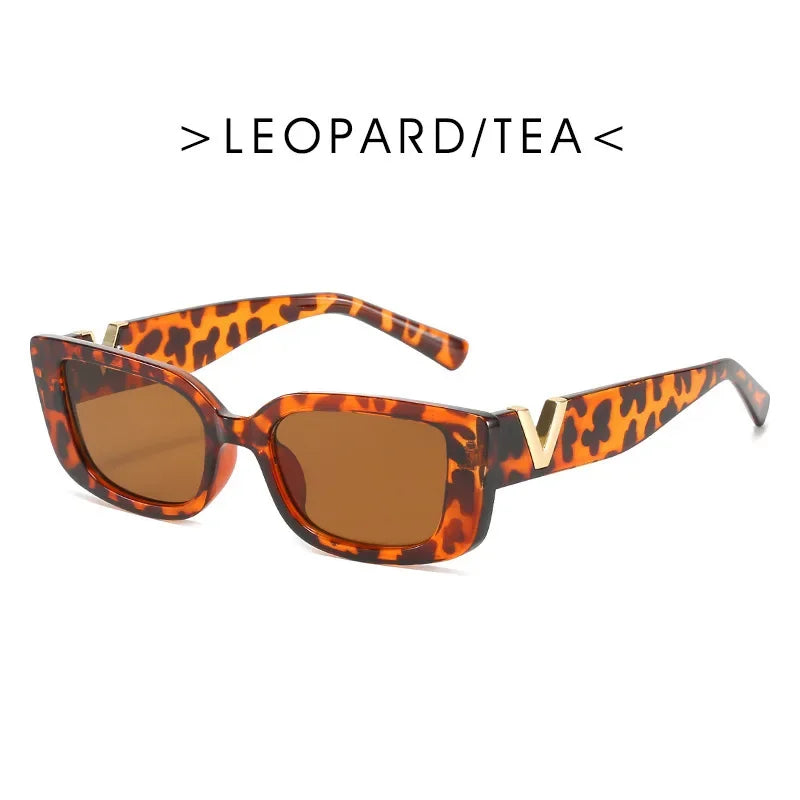 2025 Retro Rectangle Sunglasses for Women Luxury Vintage UV400 Protection V Suns Glasses Ladies Classic Black Square
