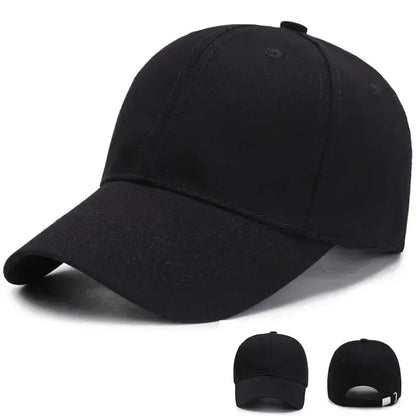 1PC Unisex Cotton Baseball Cap - Adjustable Black Sports Hat for Casual & Summer Outdoor Activities