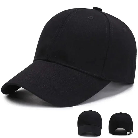 1PC Unisex Cotton Baseball Cap - Adjustable Black Sports Hat for Casual & Summer Outdoor Activities
