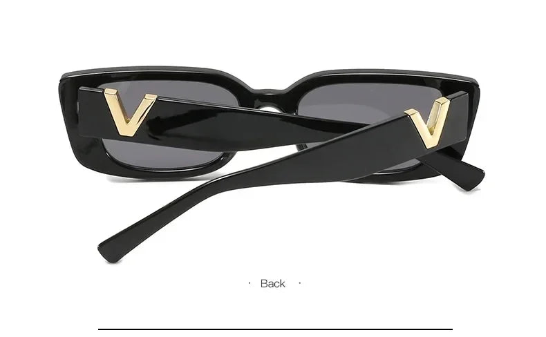 2025 Retro Rectangle Sunglasses for Women Luxury Vintage UV400 Protection V Suns Glasses Ladies Classic Black Square