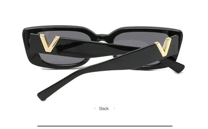 2025 Retro Rectangle Sunglasses for Women Luxury Vintage UV400 Protection V Suns Glasses Ladies Classic Black Square