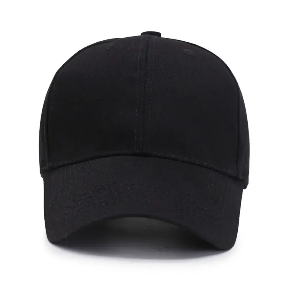 1PC Unisex Cotton Baseball Cap - Adjustable Black Sports Hat for Casual & Summer Outdoor Activities