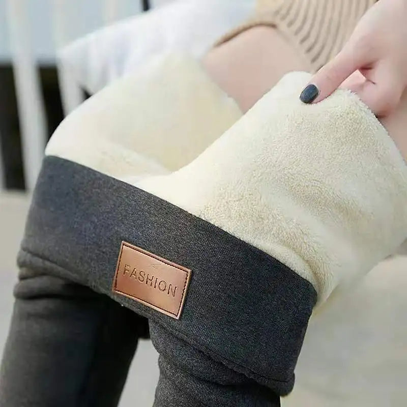 Winter dicke warme Leggings für Damen Lammkaschmir-Jogginghosen Hohe Taille Fleece Elastische Strumpfhose Warme Strumpfhose Hose Schlanke Samt-Leggings