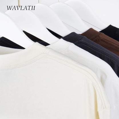 WAVLATII Übergroße Sommer-T-Shirts für Frauen und Männer, braun, lässig, weiblich, koreanische Streetwear-Tees, Unisex, Basic, einfarbig, junge, coole Oberteile