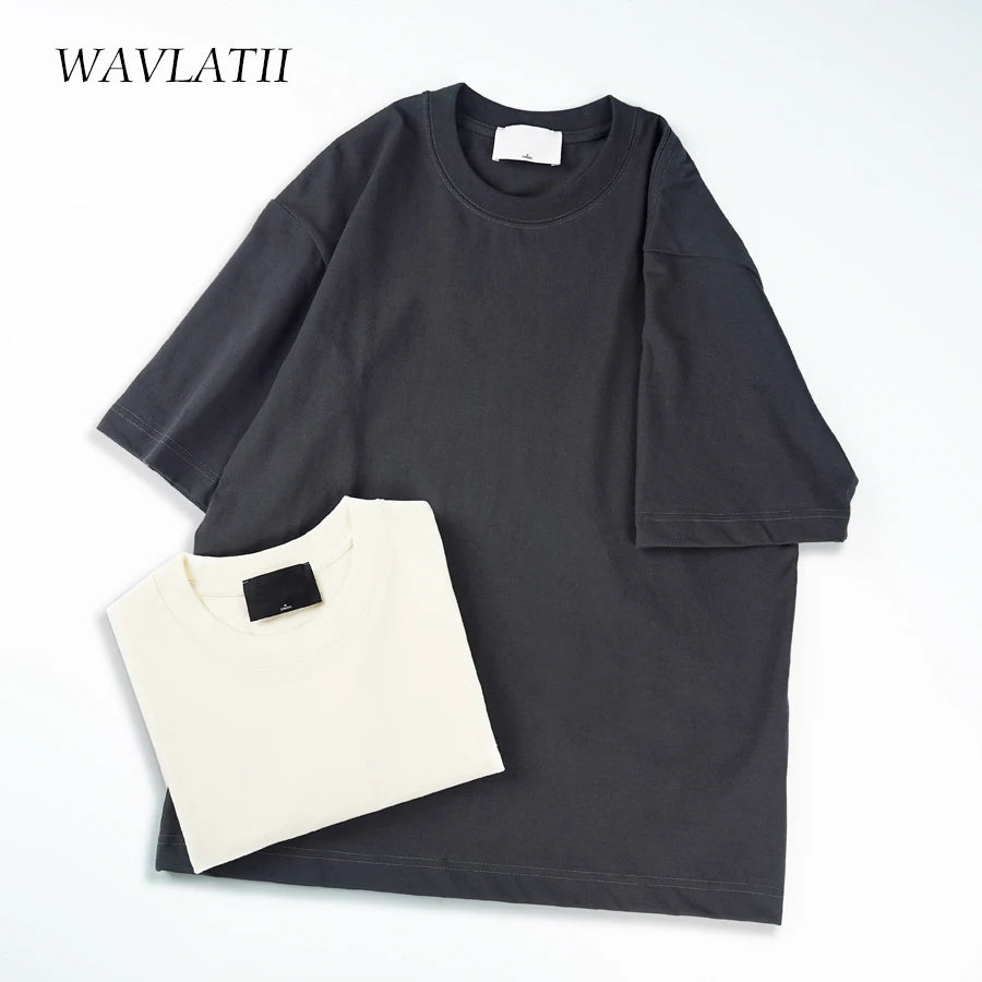 WAVLATII Übergroße Sommer-T-Shirts für Frauen und Männer, braun, lässig, weiblich, koreanische Streetwear-Tees, Unisex, Basic, einfarbig, junge, coole Oberteile