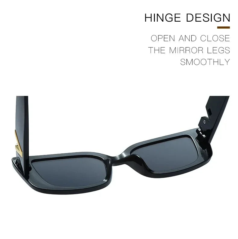 2025 Retro Rectangle Sunglasses for Women Luxury Vintage UV400 Protection V Suns Glasses Ladies Classic Black Square