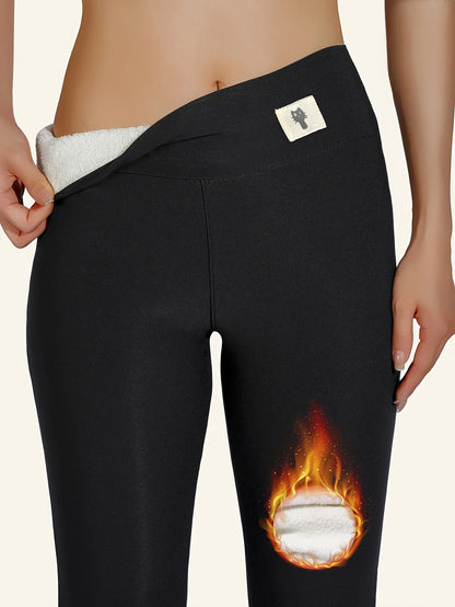 Winter dicke warme Leggings für Damen Lammkaschmir-Jogginghosen Hohe Taille Fleece Elastische Strumpfhose Warme Strumpfhose Hose Schlanke Samt-Leggings
