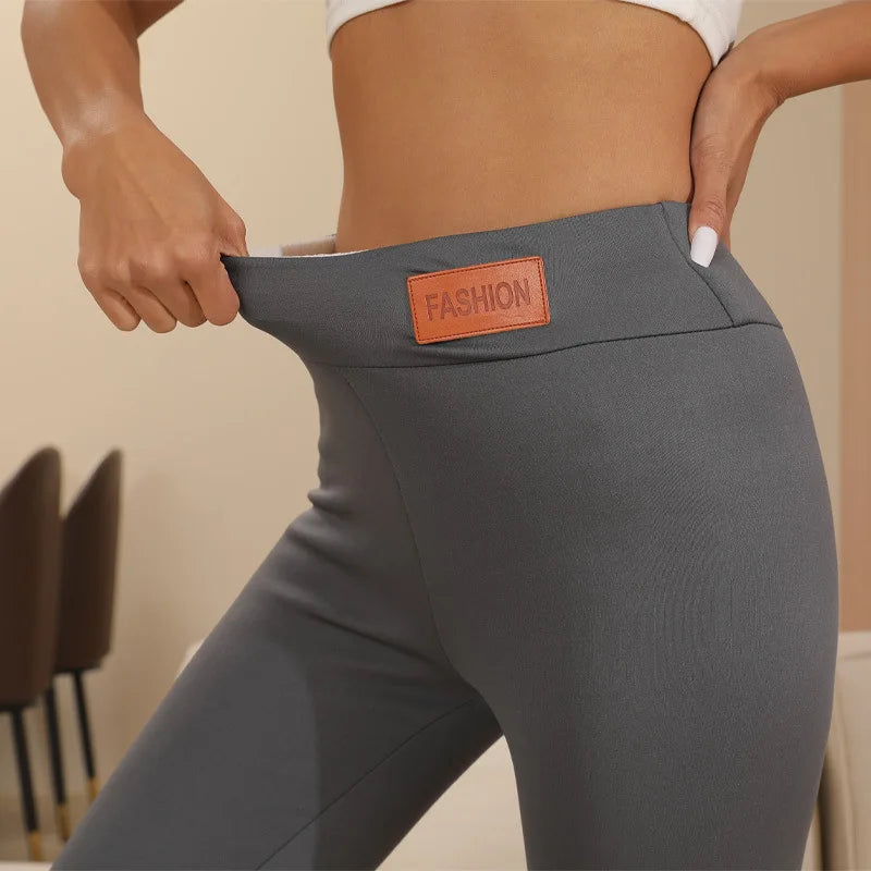 Winter dicke warme Leggings für Damen Lammkaschmir-Jogginghosen Hohe Taille Fleece Elastische Strumpfhose Warme Strumpfhose Hose Schlanke Samt-Leggings
