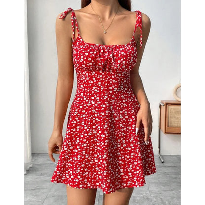 Neue Damen Sommer Blumen Spaghettiträger Sexy Kleider, Minikleid, Strandkleid, Damenbekleidung, Kurze Kleider, Kleidung, Sonnenkleid